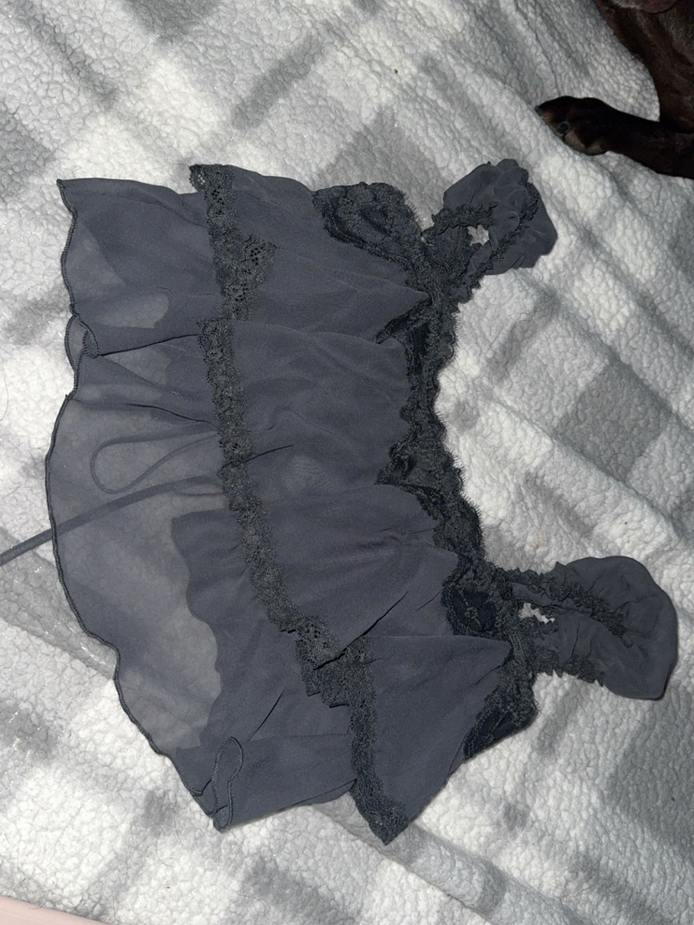 Victoria's Secret Sheer Black Lace-Trim Chemise Top